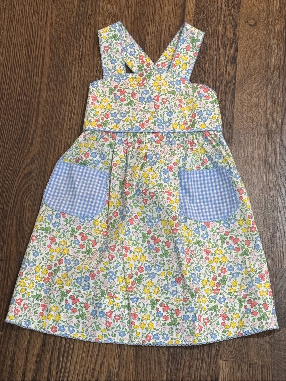 New With Tags Shrimp & Grits Kids floral pinafore jumper dress